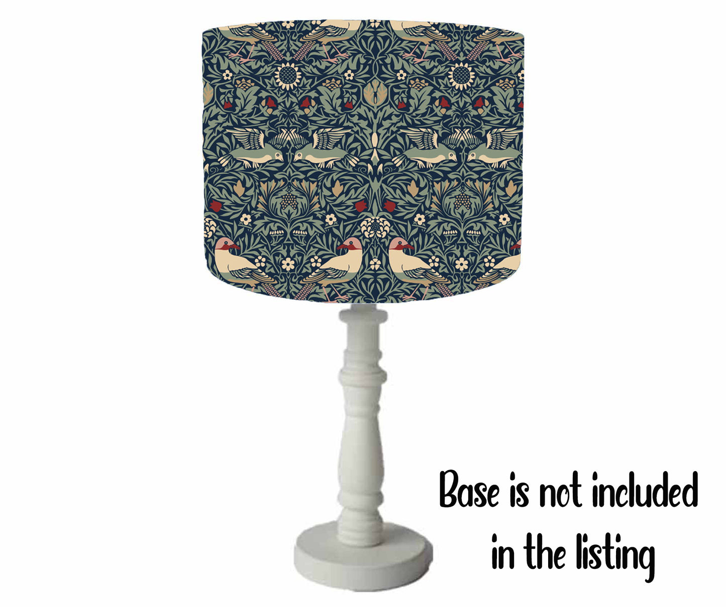 William Morris Wintergarden Lampshade, Metallic Lining, Bird Home Decor