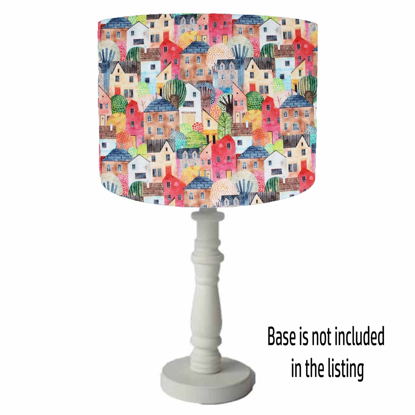 Fun town houses table lamp shade view