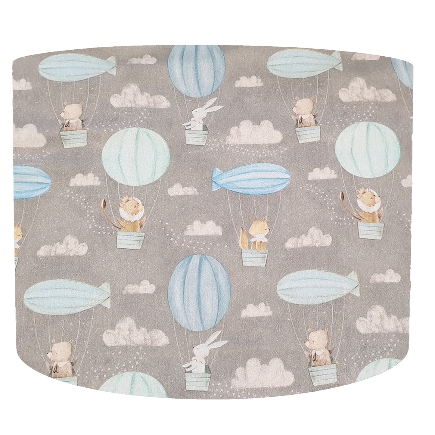 Grey Animals in Hot Air Balloon Lampshade, Children Bedroom Decor