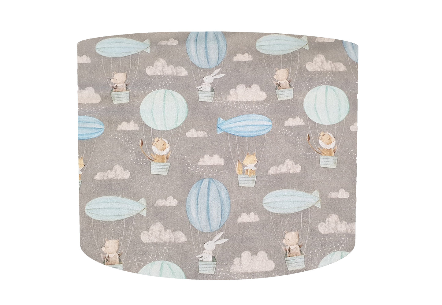 Grey Animals in Hot Air Balloon Lampshade, Children Bedroom Decor