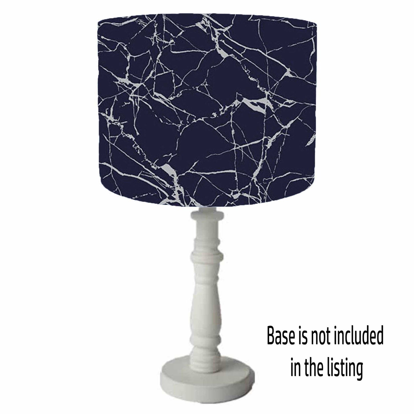 Navy Blue And Silver Marbled Effect Lampshade, Metallic Silver Lining