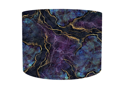 Blue, Amethyst And Copper Geode Lampshade, White Lining