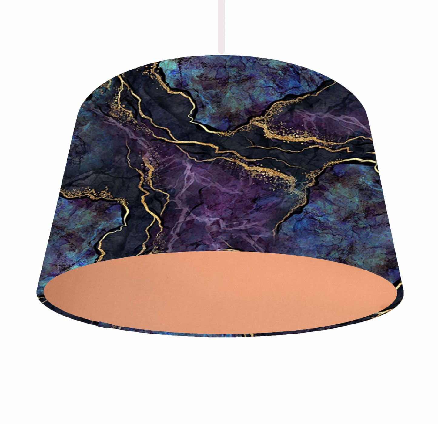 Blue, Amethyst And Copper Geode Lampshade, Metallic Lining