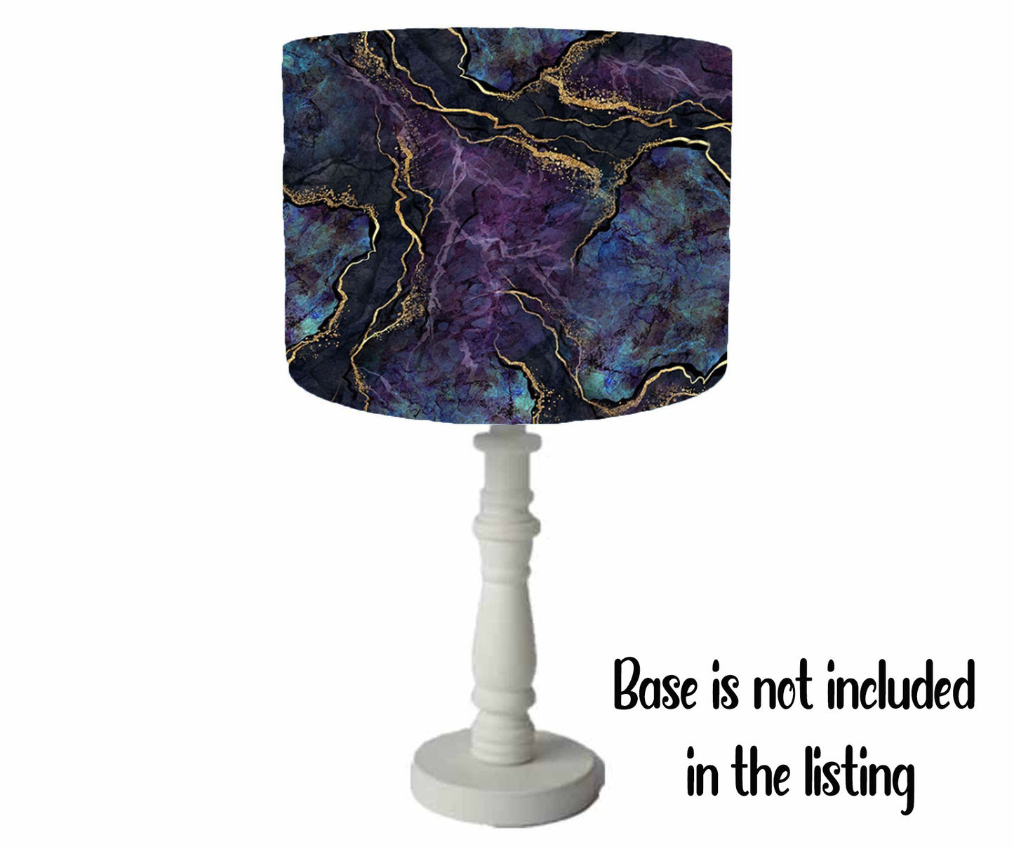 Blue, Amethyst And Copper Geode Lampshade, White Lining