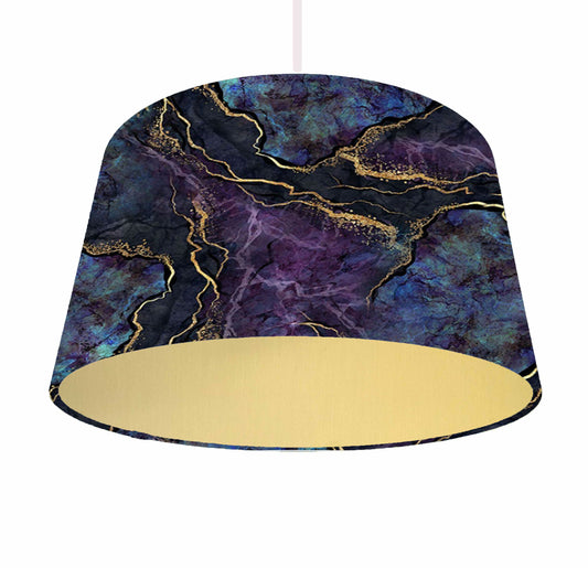 Blue, Amethyst And Copper Geode Lampshade, Metallic Lining