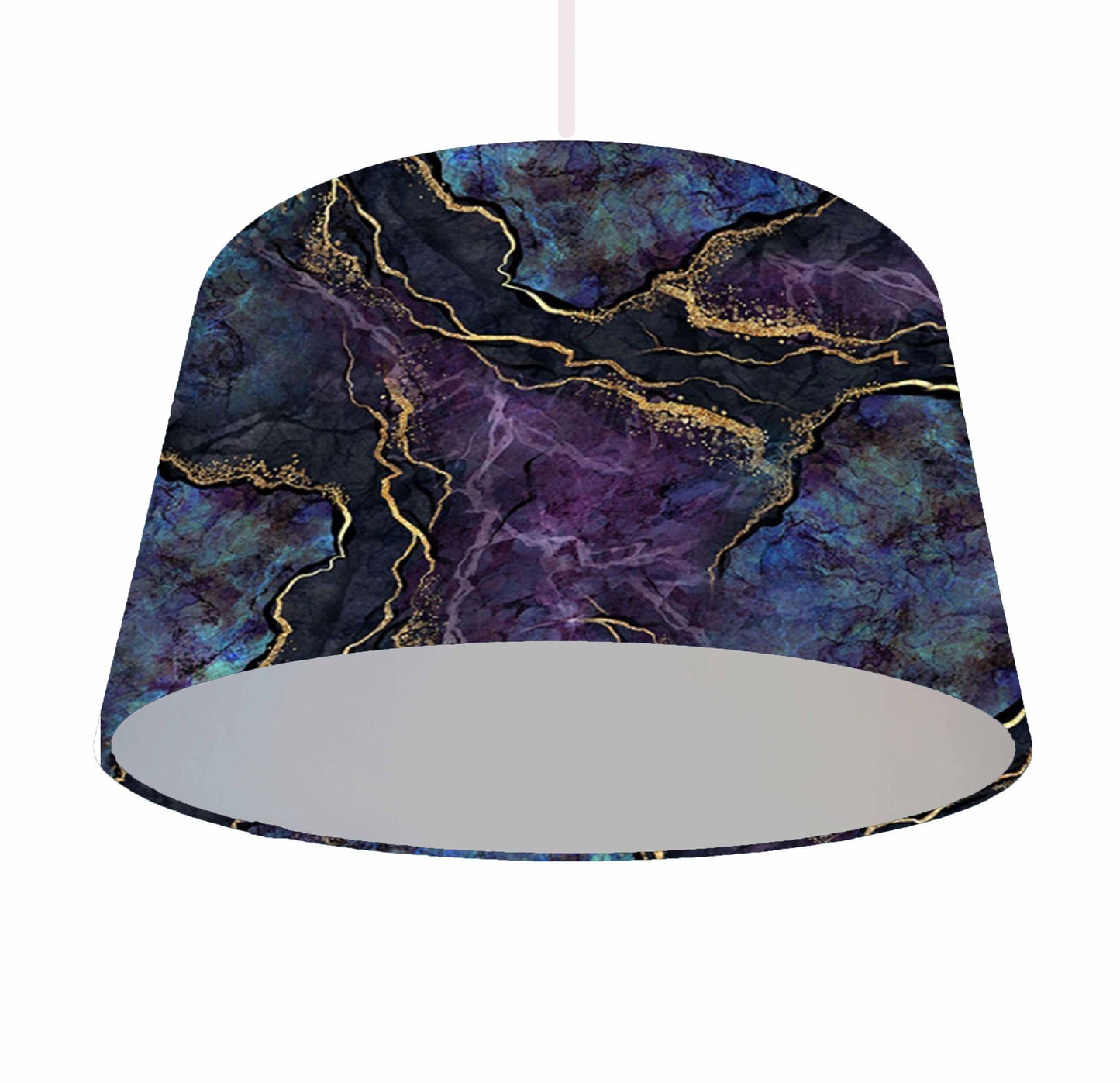 Blue, Amethyst And Copper Geode Lampshade, Metallic Lining
