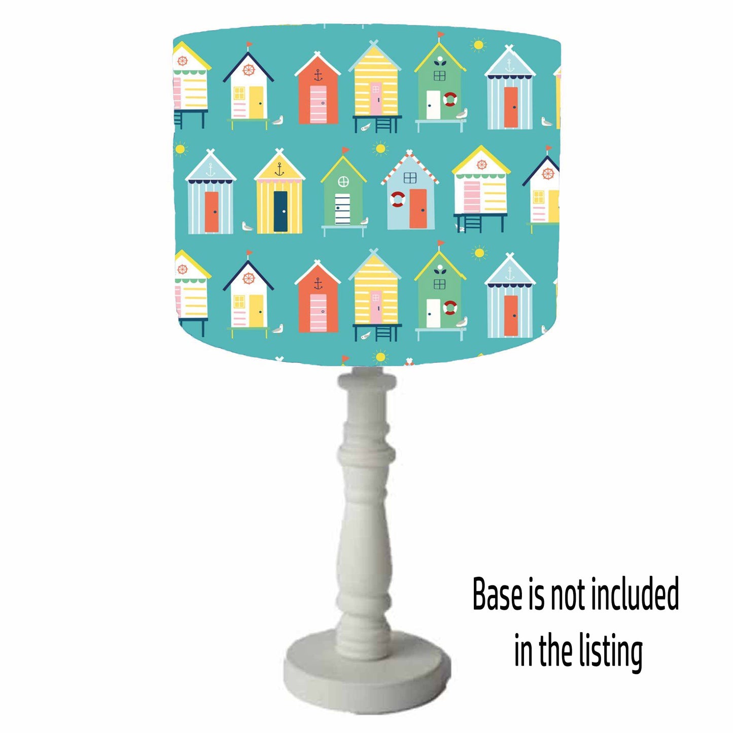 Beach Hut Lampshade, Teal Lampshade, Cute And Fun Decor