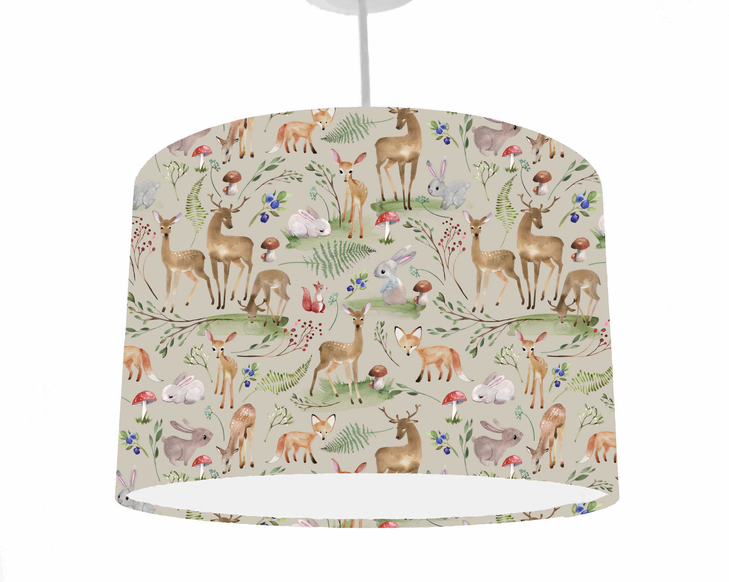 Beige Forest Animals Lampshade, Woodland Nursery Decor