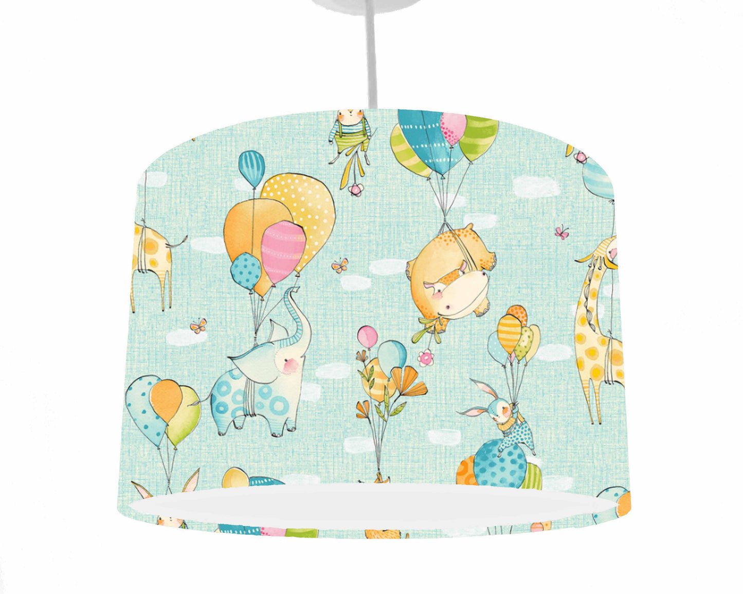 Pale Blue Animals Up And Away Lampshade, Safari Nursery Decor