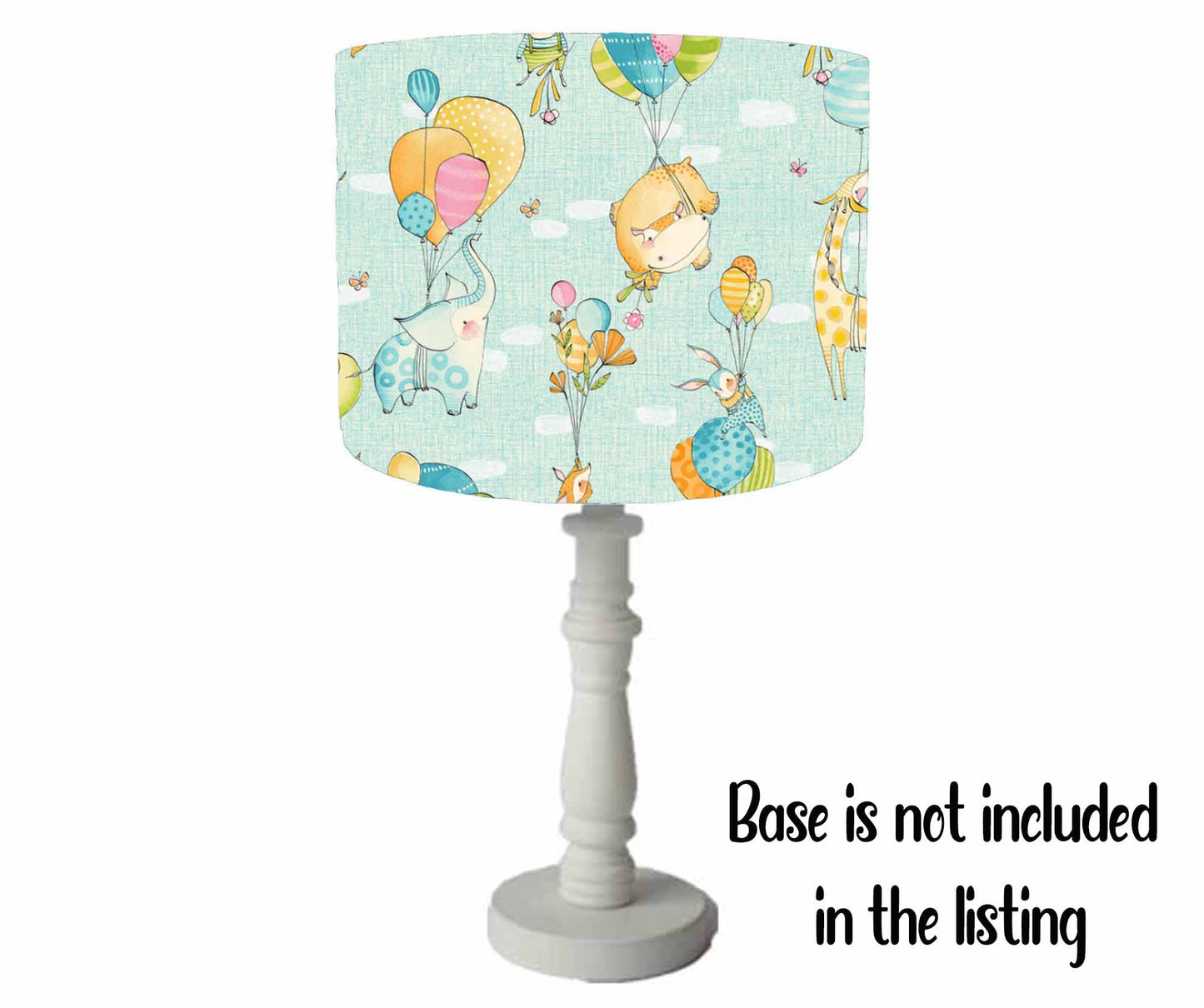 Pale Blue Animals Up And Away Lampshade, Safari Nursery Decor