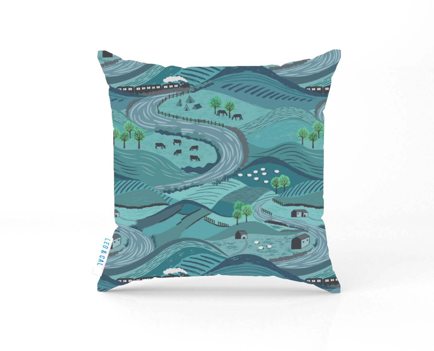 Teal Littondale Lampshade, British Landscape Scenery Home Decor