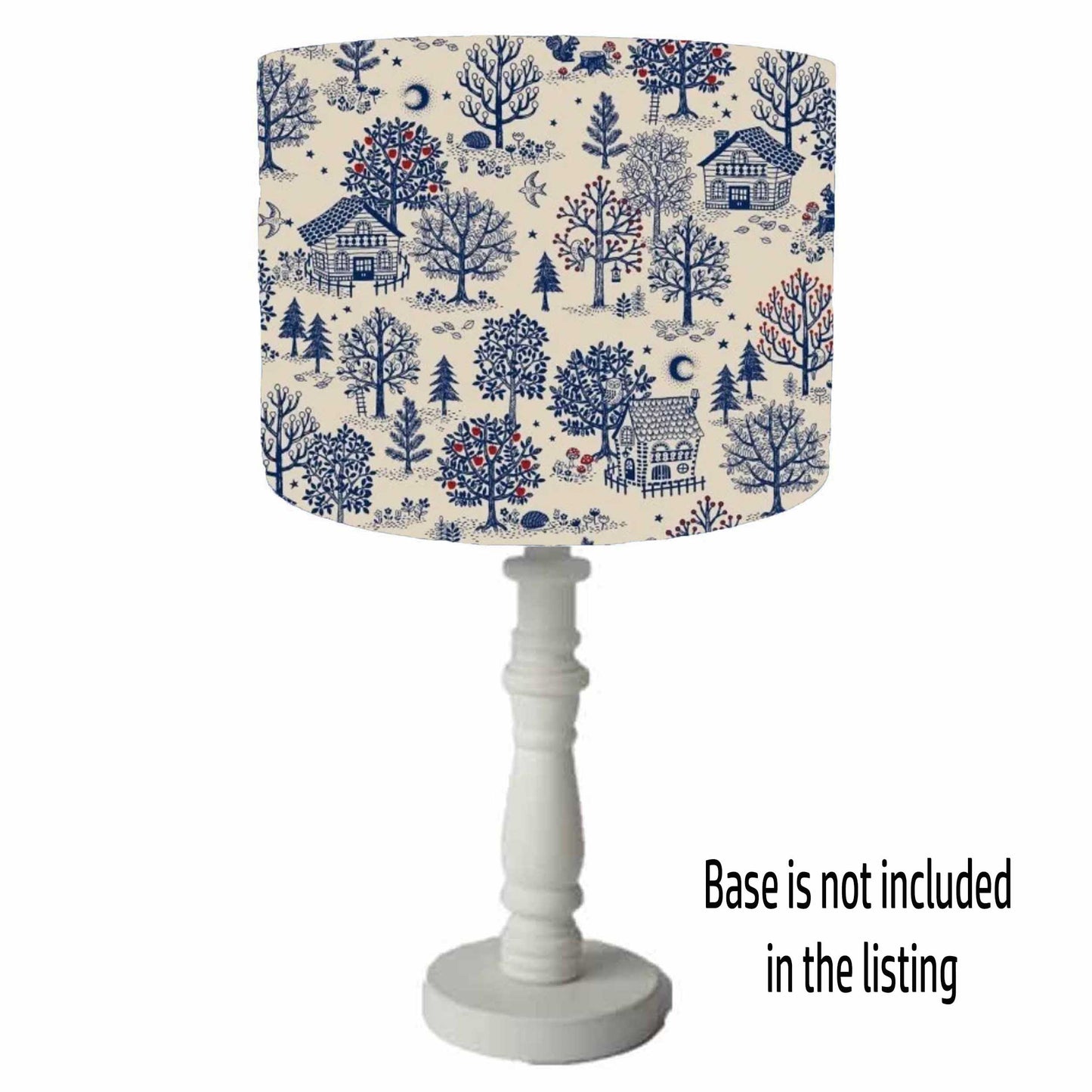 Blue And White Countryside Themed Lamp Shade, Rustic Boho Home Decor