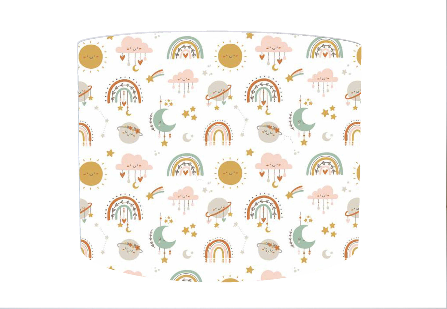 Boho Rainbow, Stars And Cloud Lampshade, Muted Colours, Nursery Decor