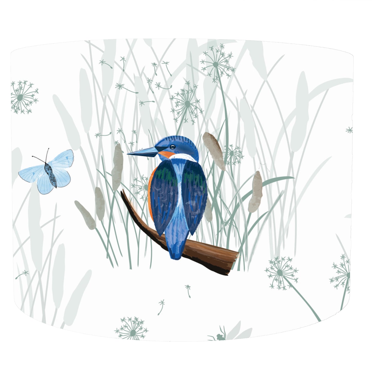 White And Blue Kingfisher Lampshade, Bird Home Decor