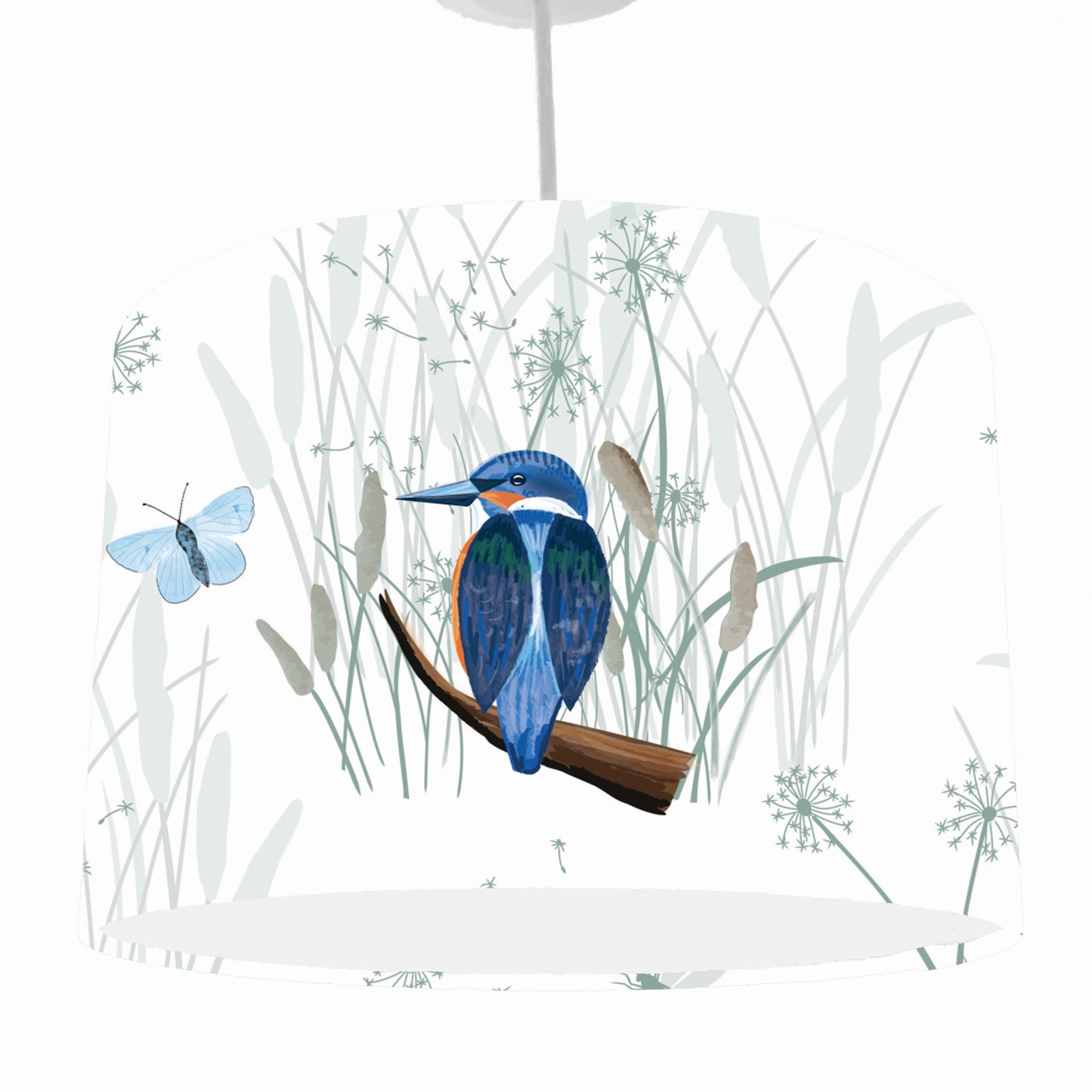 White And Blue Kingfisher Lampshade, Bird Home Decor