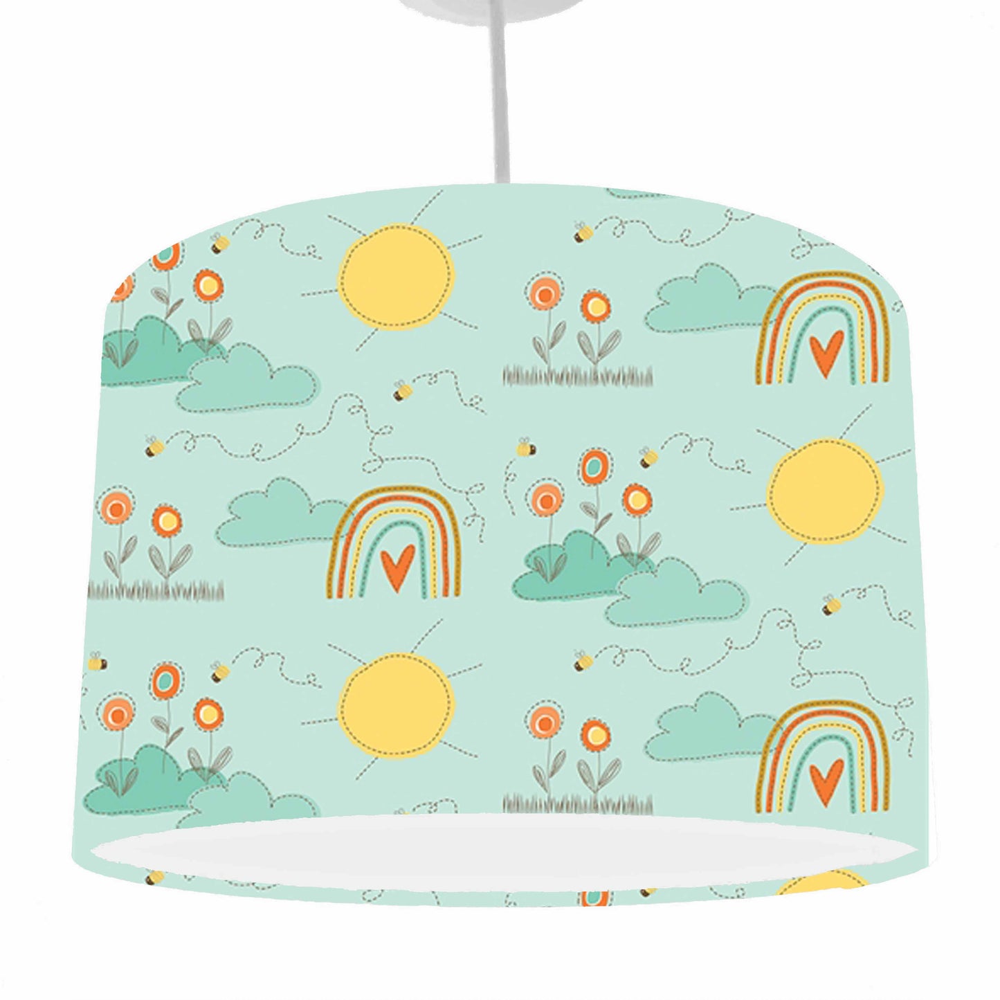 Bumble Bee, Rainbow And Sunshine Lampshade, Mint Version