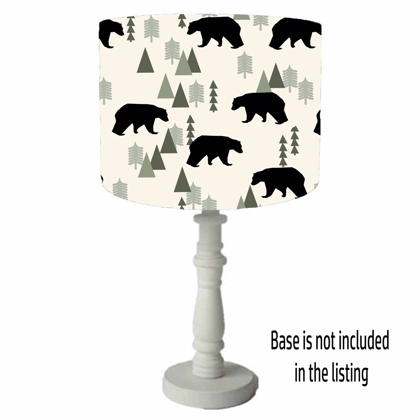 Table lamp shade showing black bears in the woods