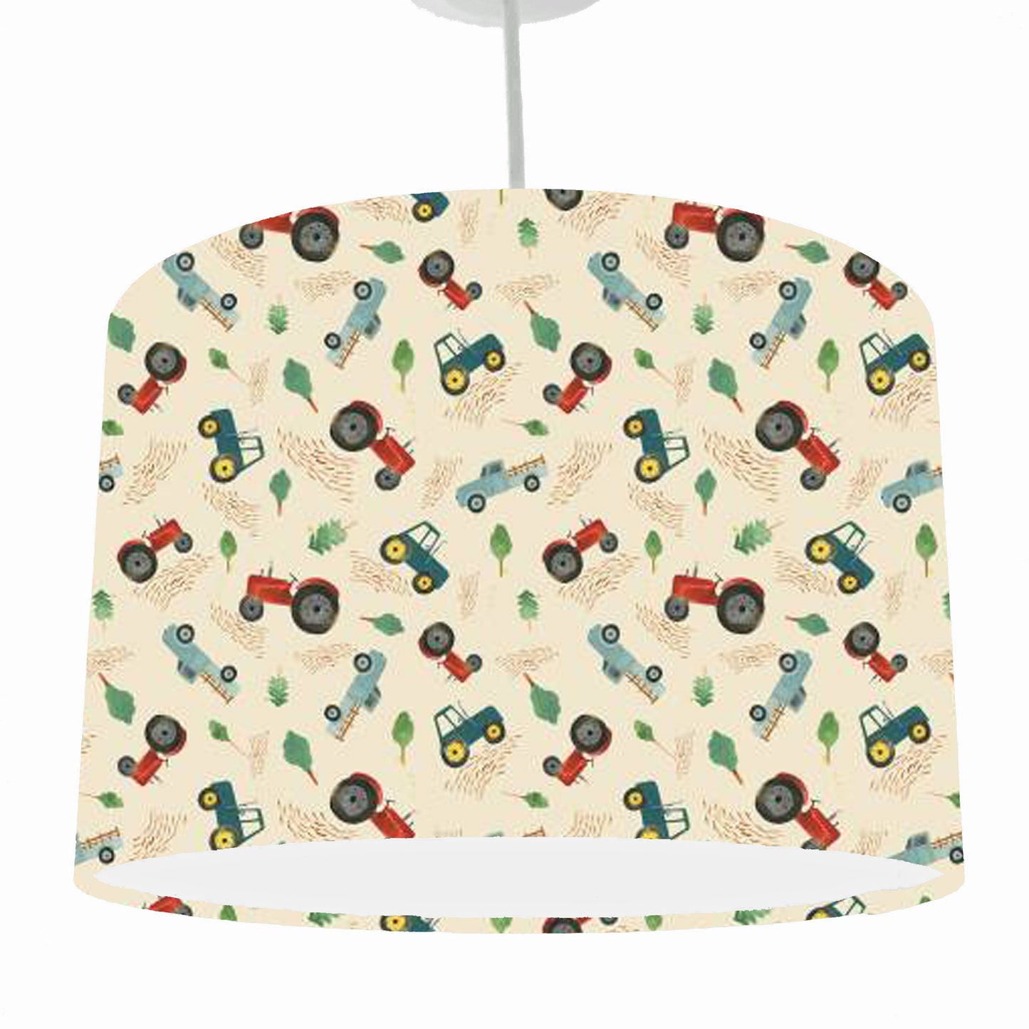 Cream Tractor Lampshade, Red Tractor, Blue Tractor