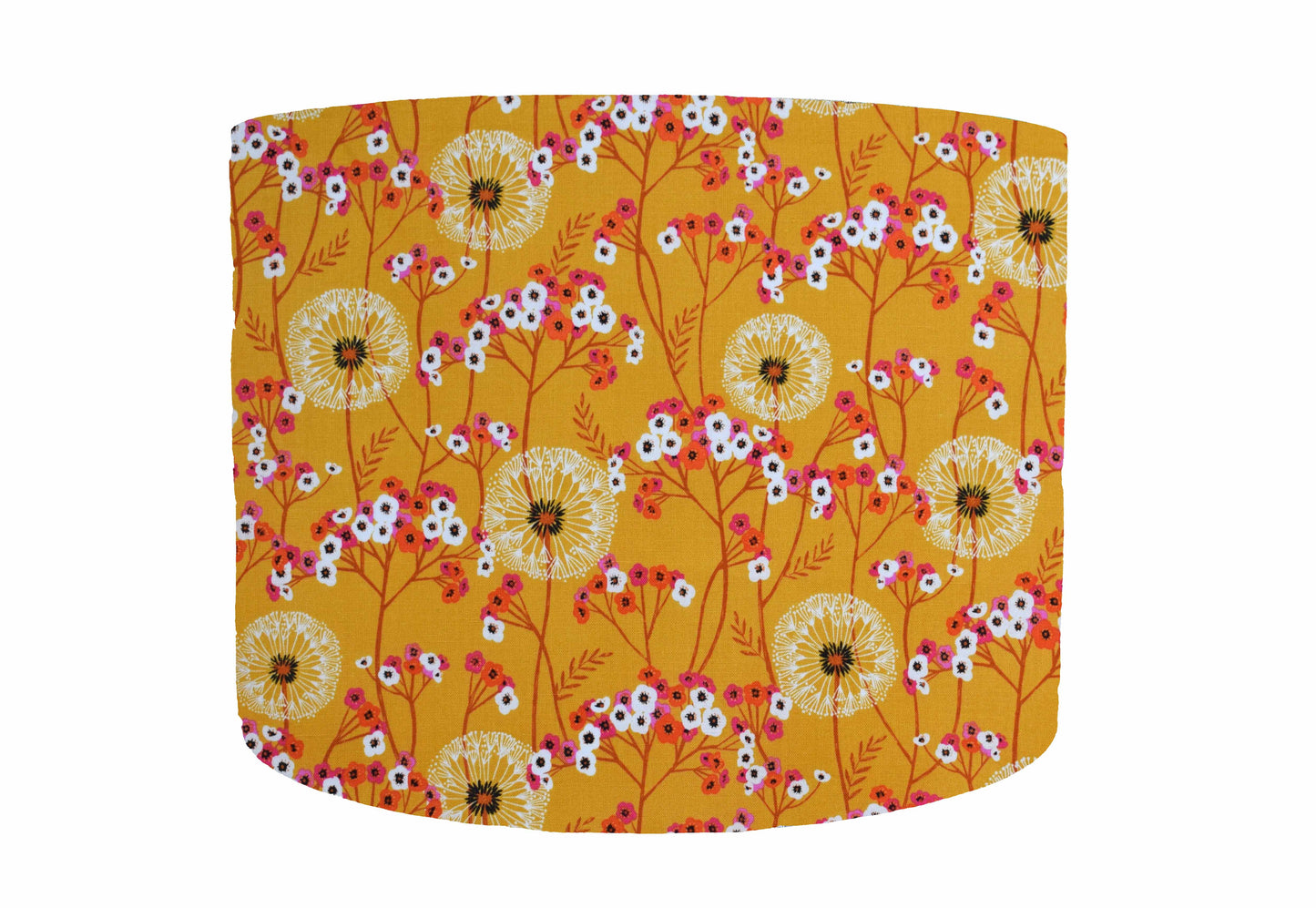 Dandelion Clocks Lampshade, Mustard Yellow And Pink Decor