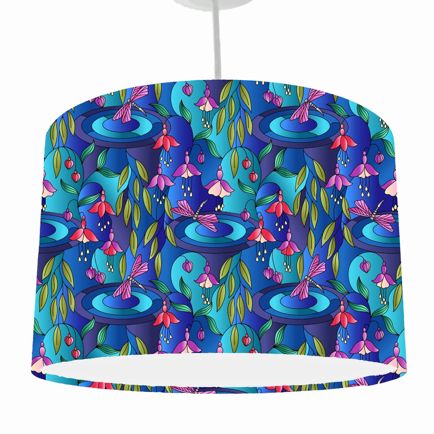 Abstract Floral And Dragonfly Lampshade, Bright And Colourful Home Decor