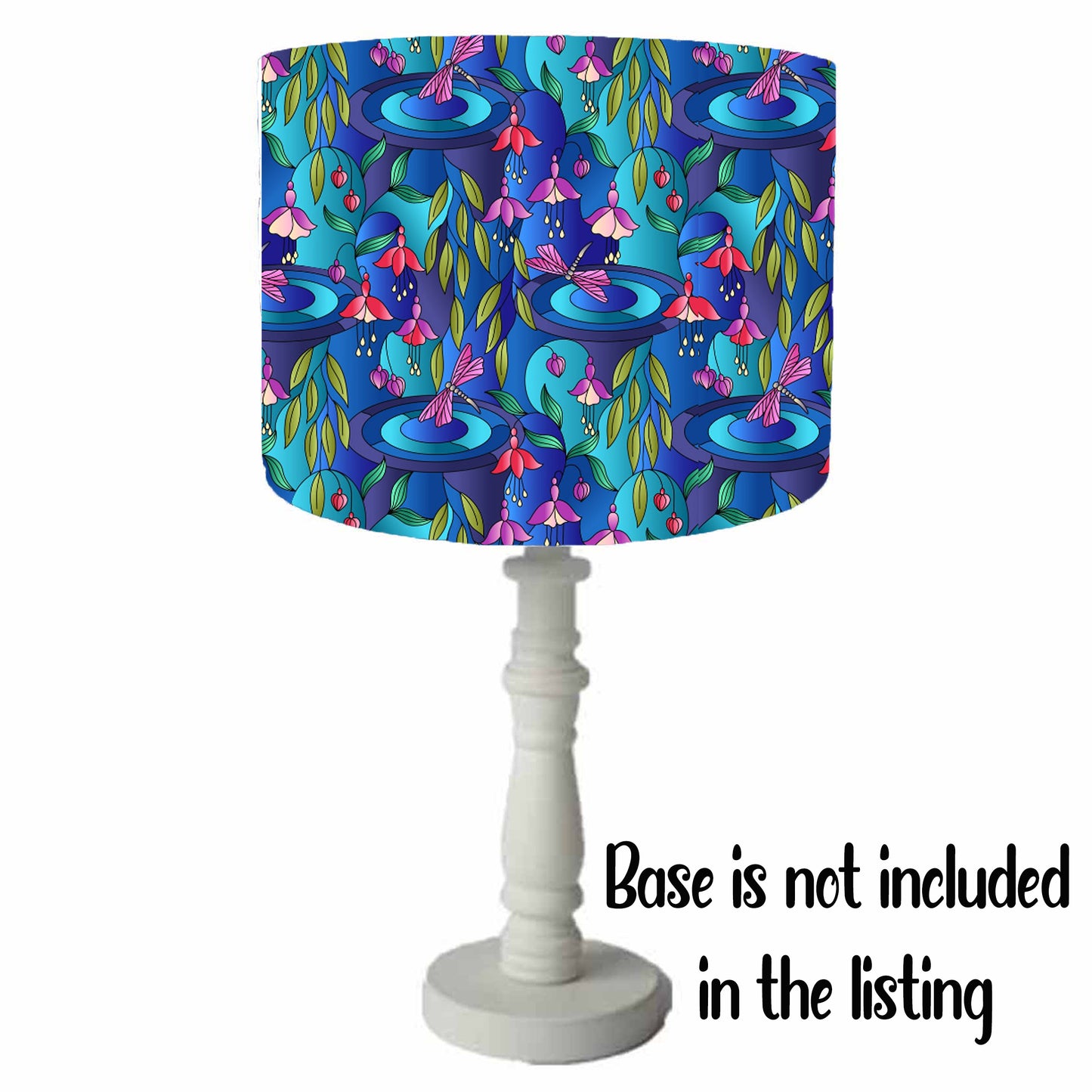 Abstract Floral And Dragonfly Lampshade, Bright And Colourful Home Decor