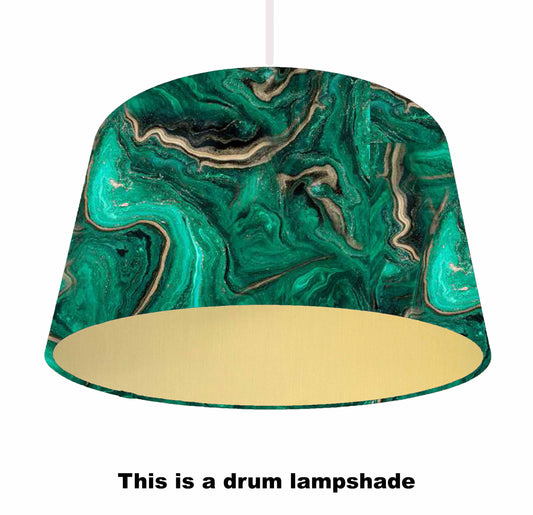 Emerald Geode Lampshade, Jewel Colours, Brushed Metallic Lining