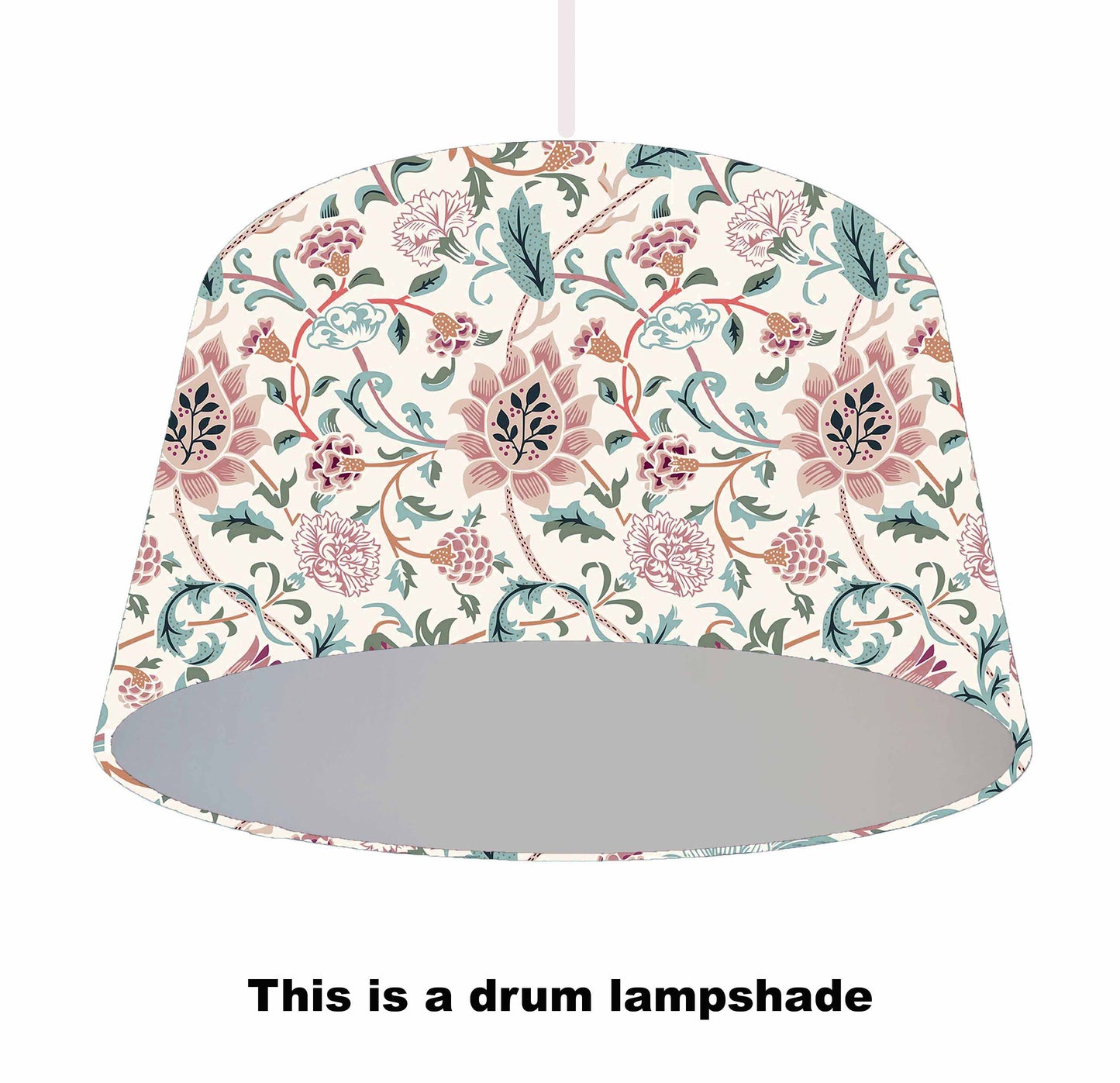 Morris Floral Drum lampshade with silver lining