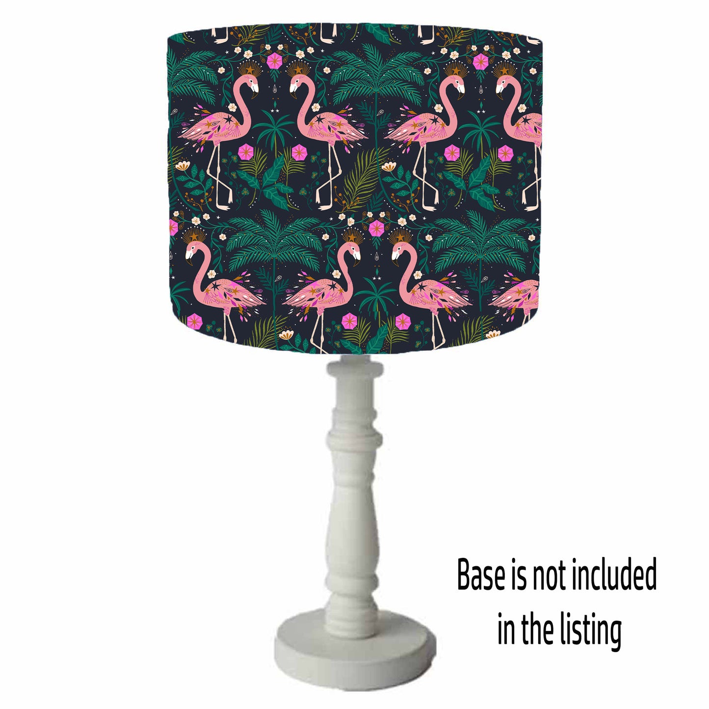 Black And Pink Flamingo Lampshade, Metallic Lining
