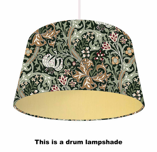 William Morris Golden Lily Lampshade, Metallic Lining