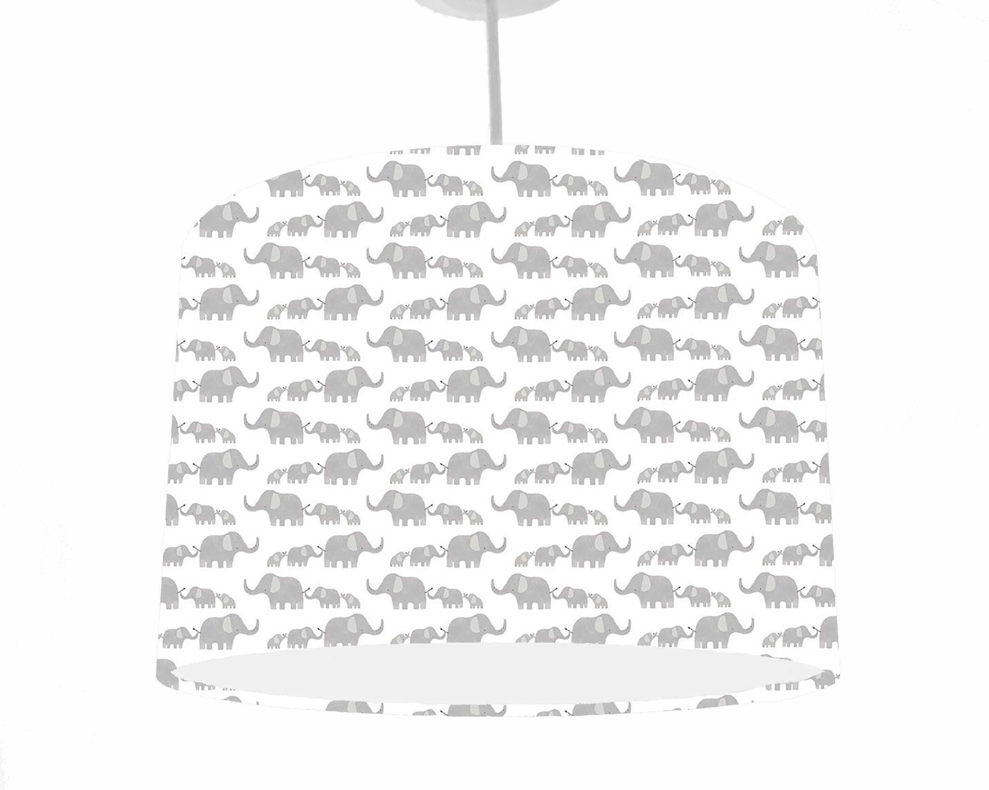 grey elephant ceiling light drum lampshade. ceiling light view