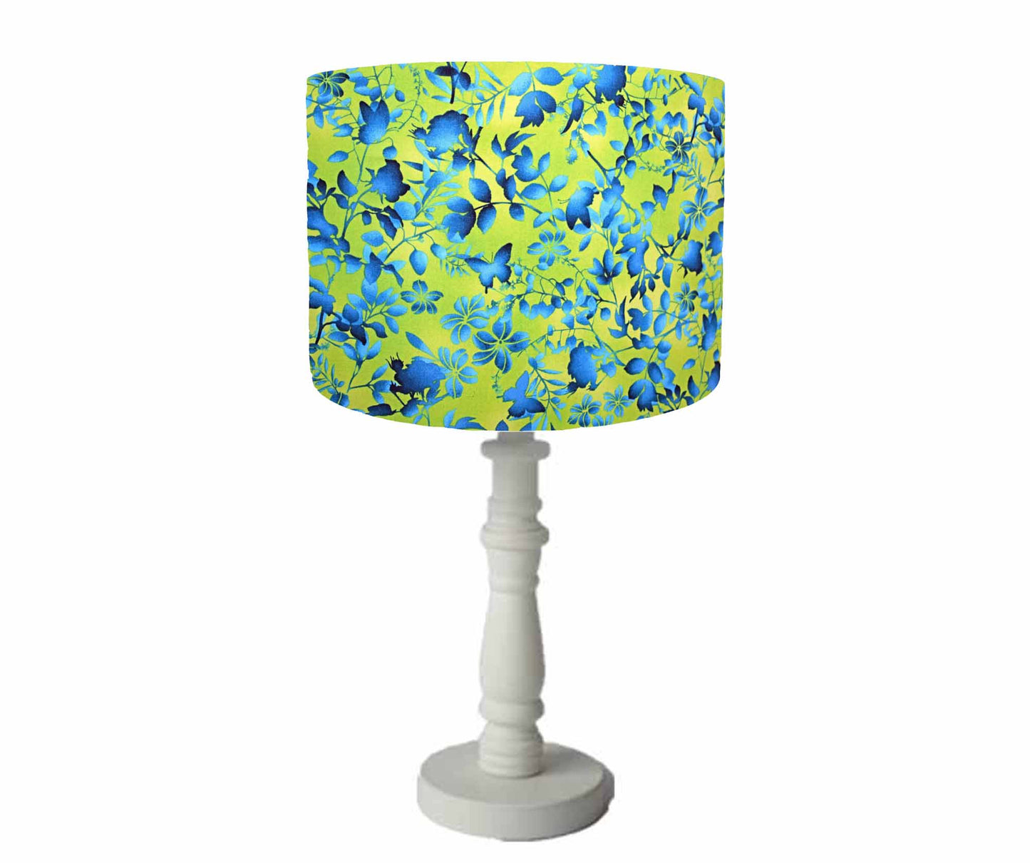 Bright Green And Blue Leaf And Butterfly Silhouette Lampshade