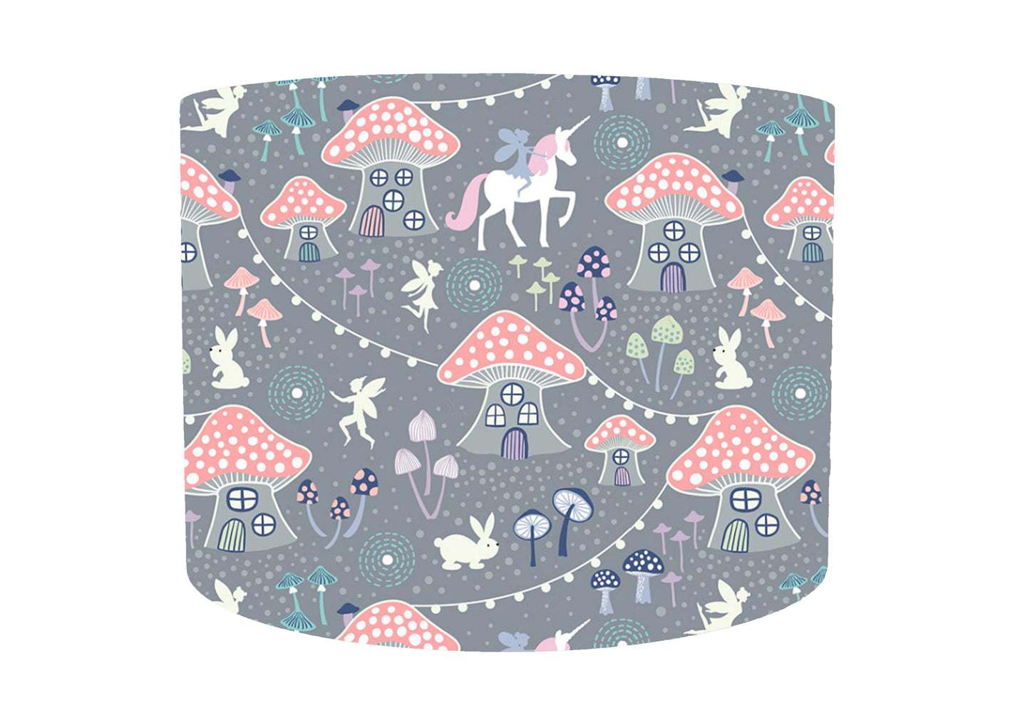 Grey And Pink Fairy Lights, Unicorn and Toadstool Lampshade, Girl Bedroom Decor