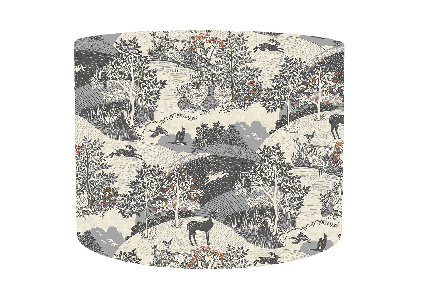 Grey Hedgerow Lampshade, Grey And Copper Home Decor, White Lining