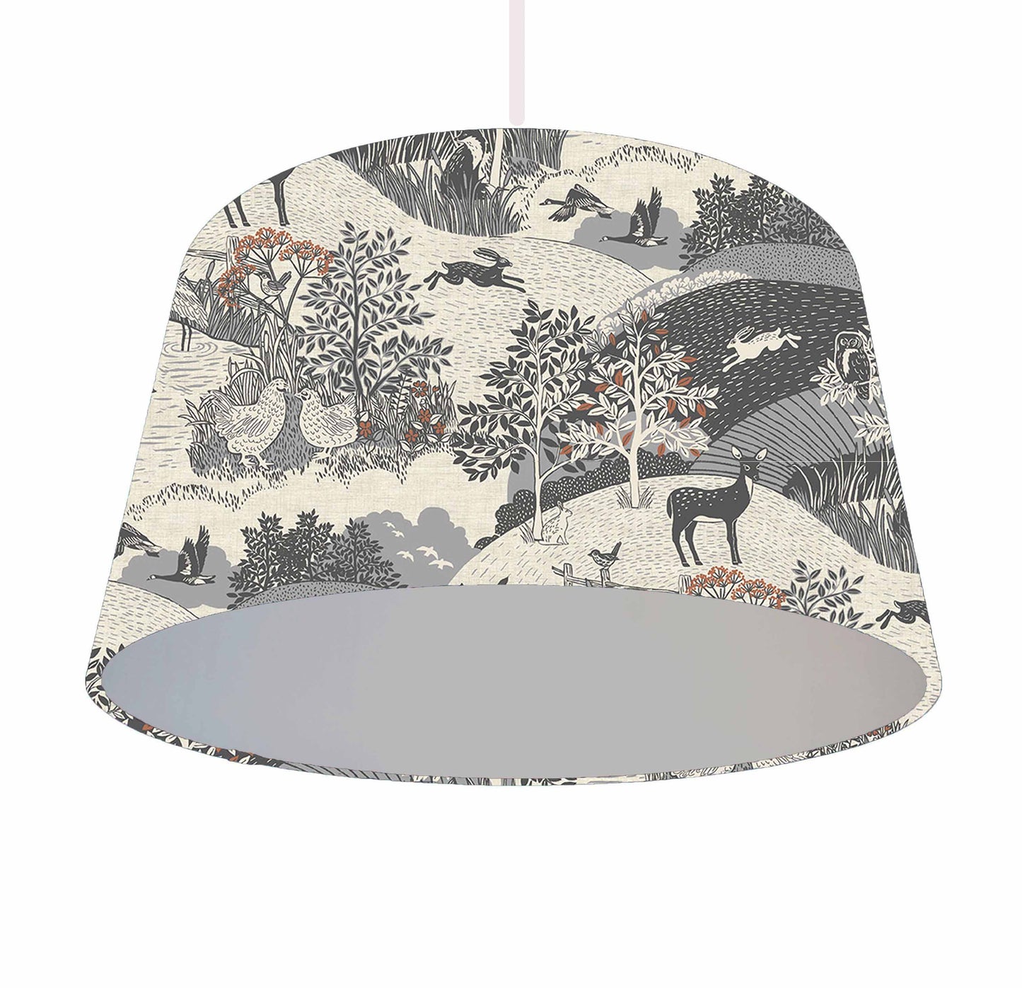 Grey Hedgerow Lampshade, Metallic Lining