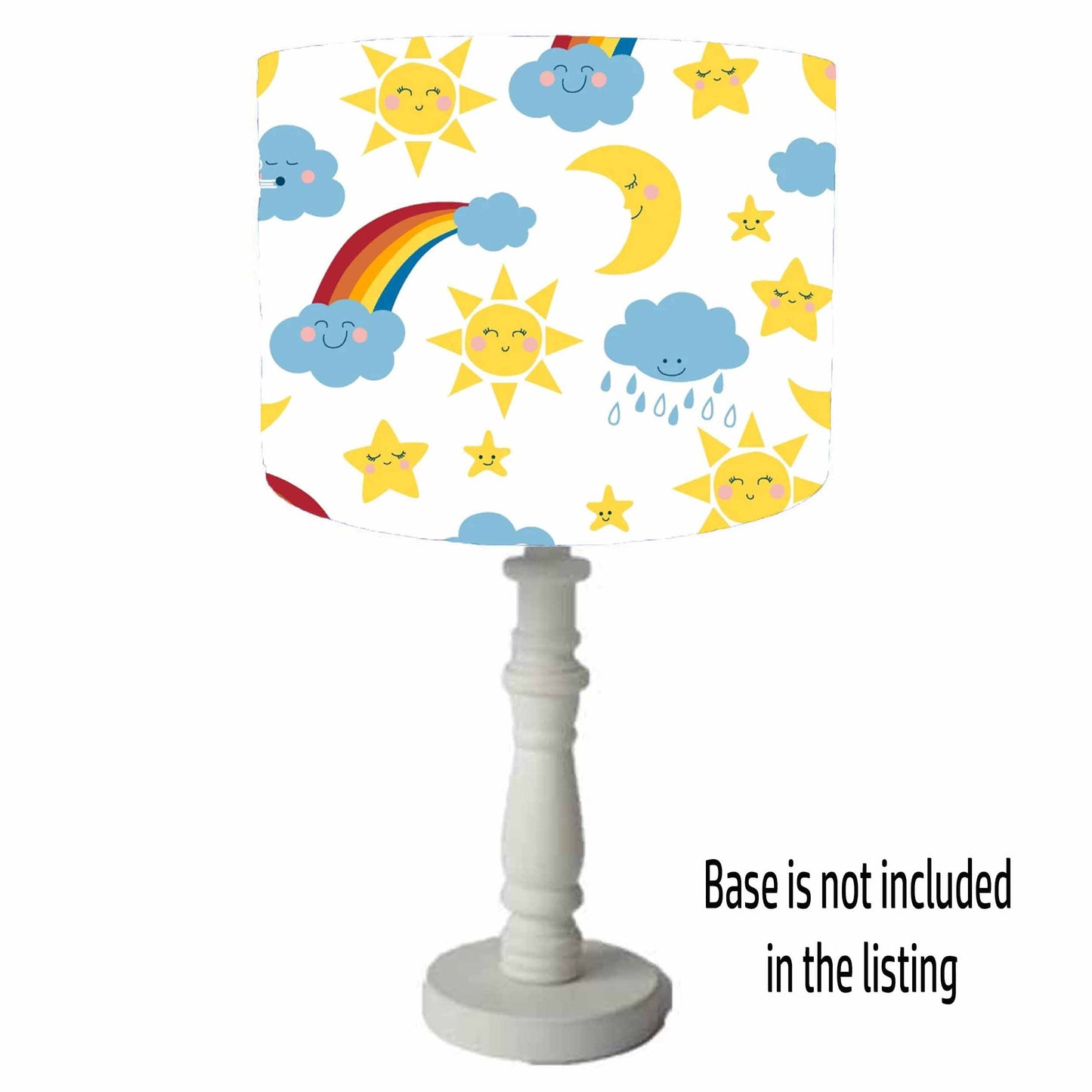 White Cloud, Sunshine And Rainbow Lampshade, Neutral Nursery