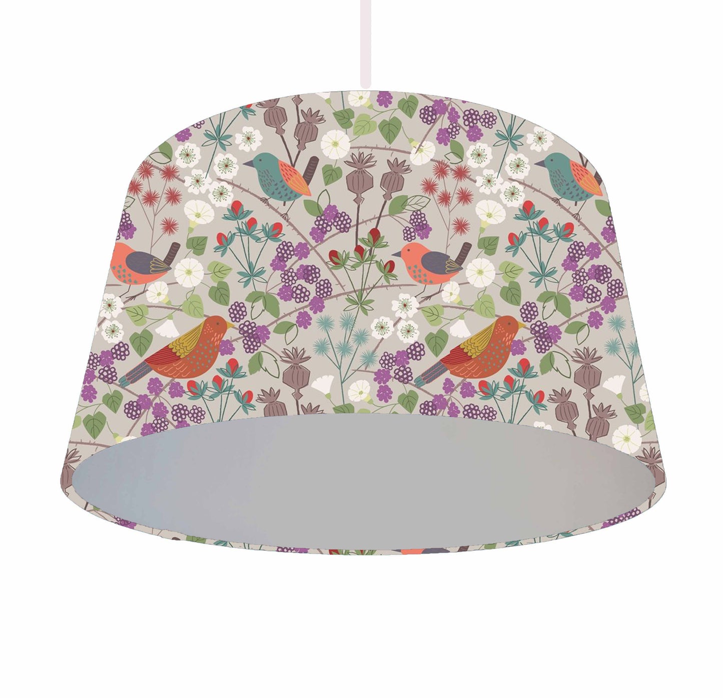 Bird Lampshade, Hedgerow Scene, Metallic Lining