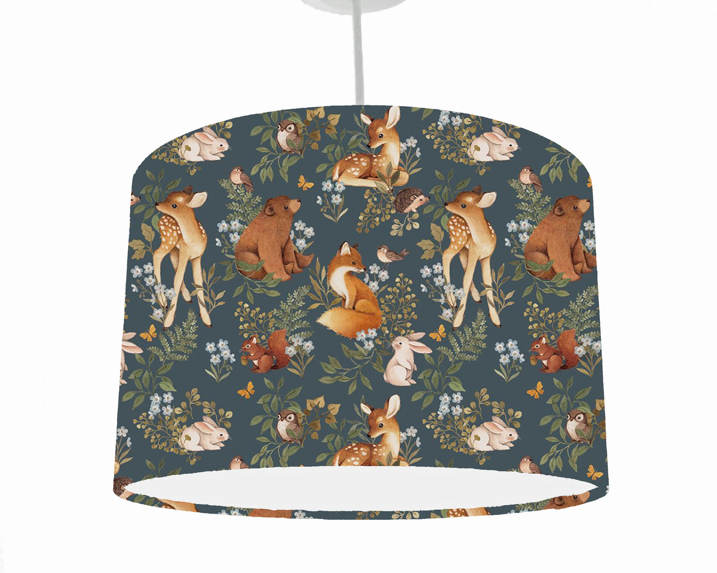 Rich Blue Woodland Animals Lampshade, Children Bedroom Decor
