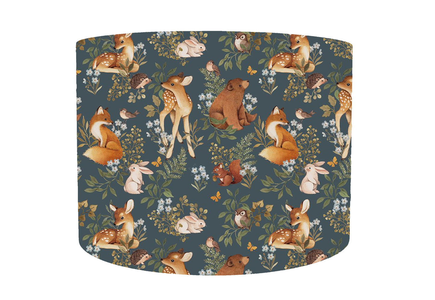 Rich Blue Woodland Animals Lampshade, Children Bedroom Decor