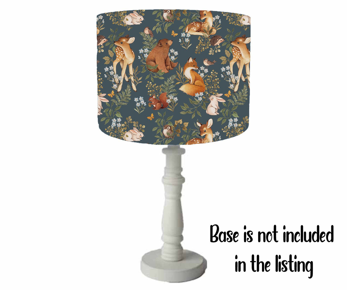 Rich Blue Woodland Animals Lampshade, Children Bedroom Decor