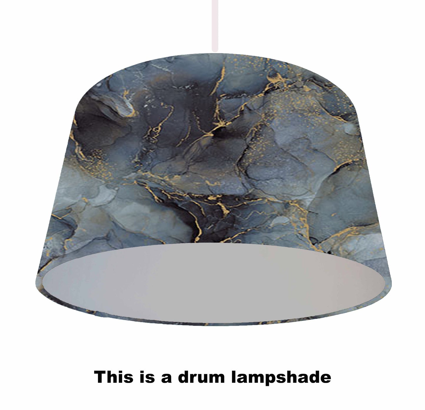 blue grey marble lampshade with silver lining, ceiling light view