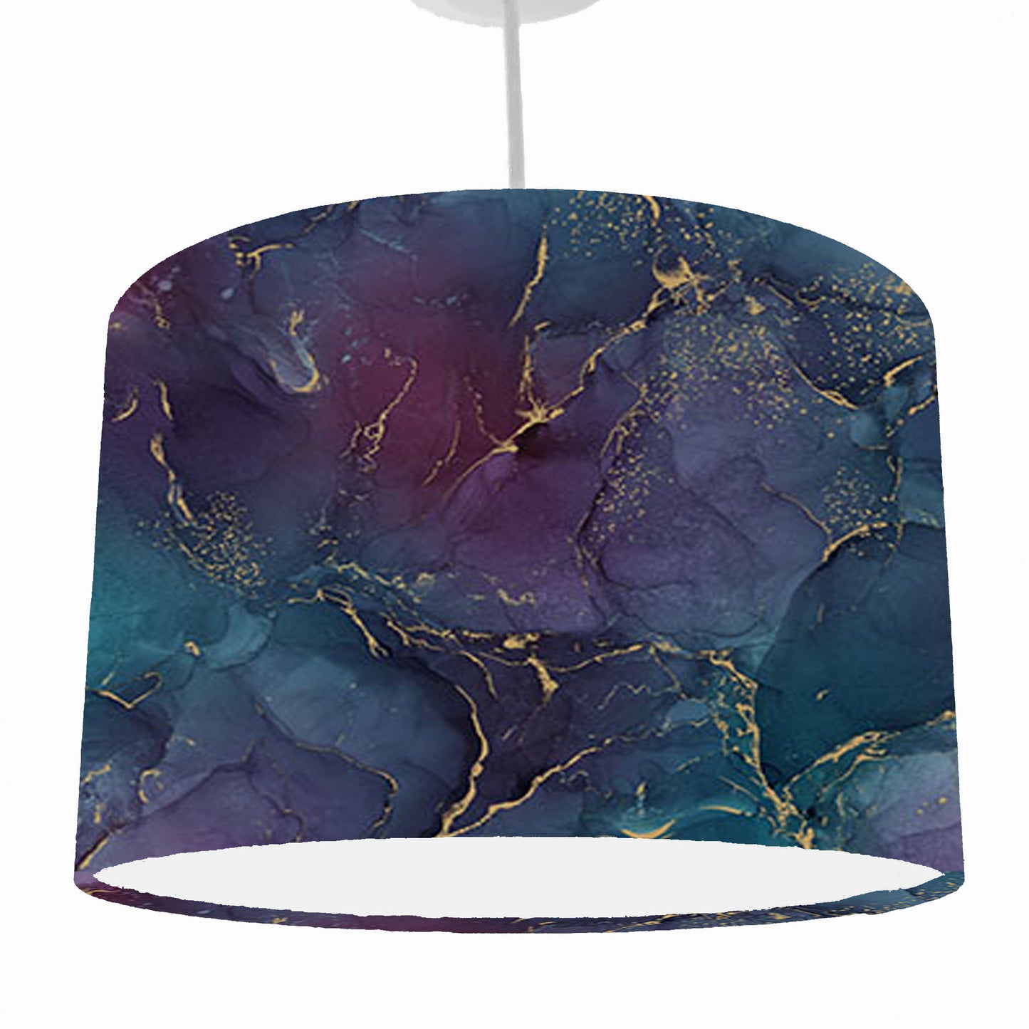 Blue and purple drum ceiling light shade with gold detailing