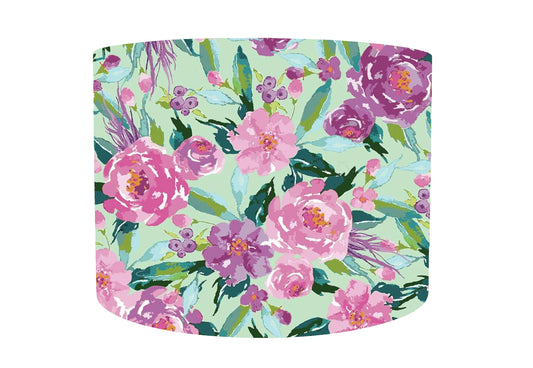 Mint And Pink Floral Lampshade, Floral Room Decor