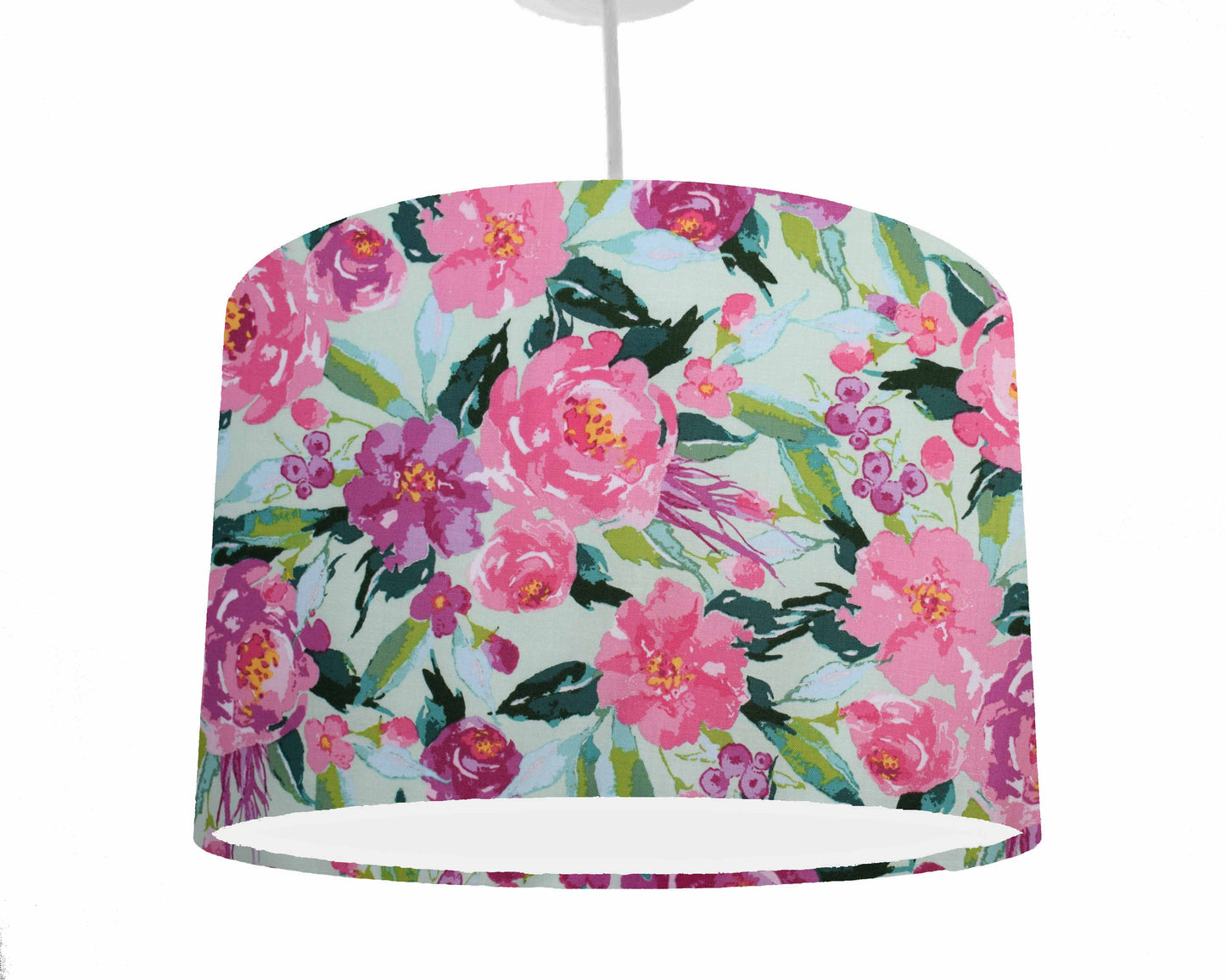 Mint And Pink Floral Lampshade, Floral Room Decor