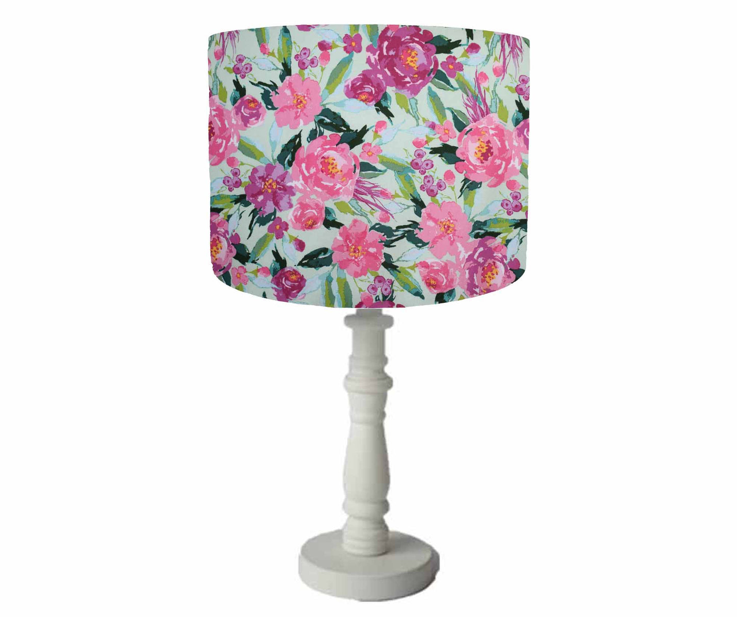 Mint And Pink Floral Lampshade, Floral Room Decor