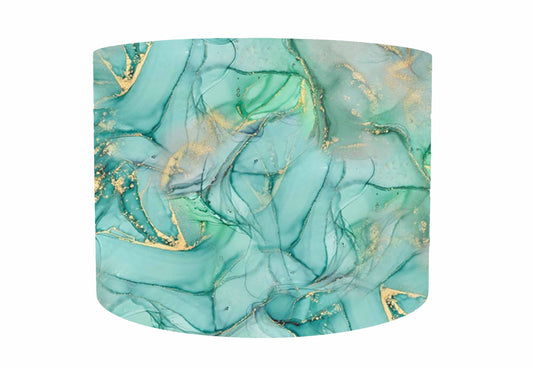 Mint And Gold Marble Effect Lampshade, White Lining