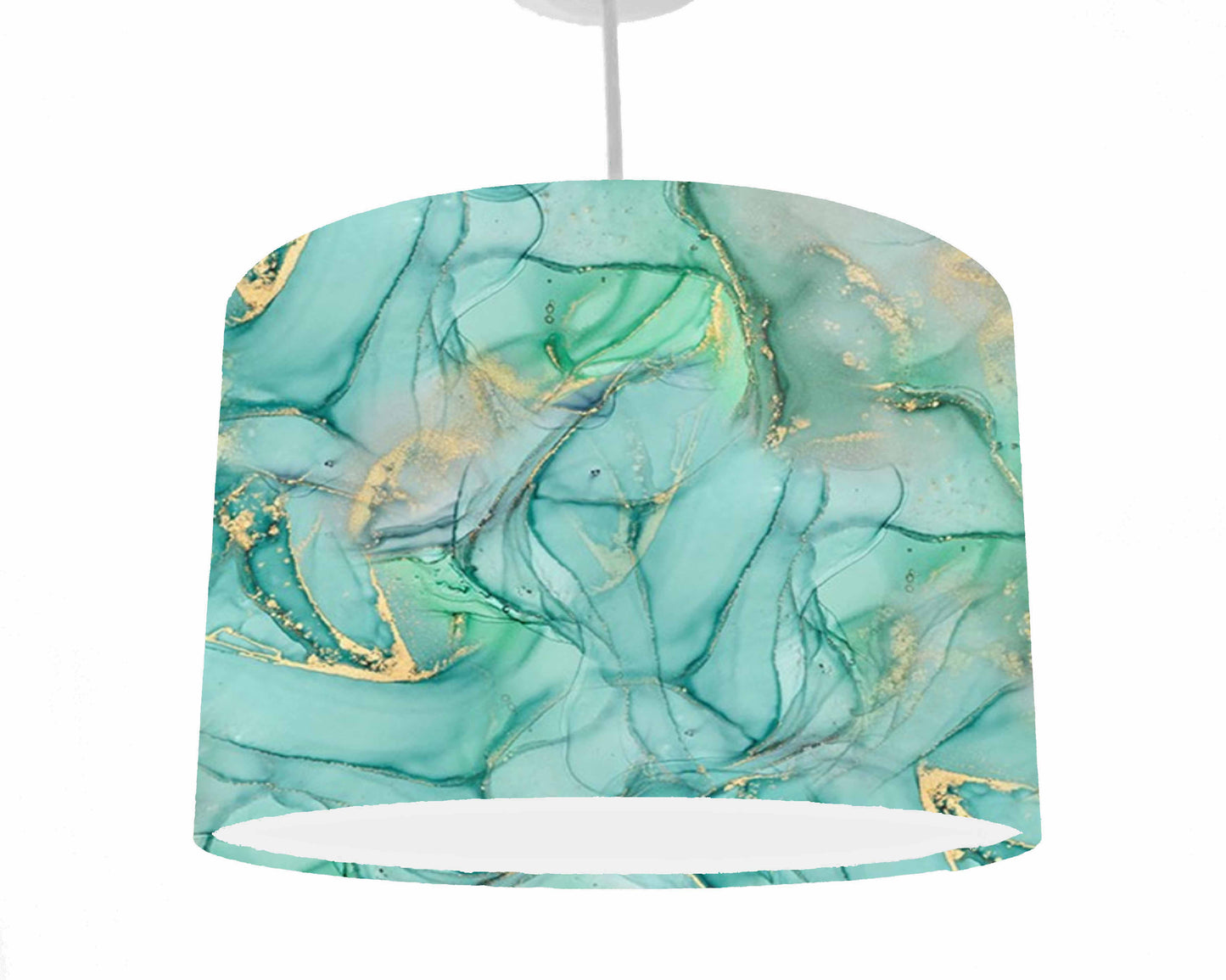 Mint And Gold Marble Effect Lampshade, White Lining