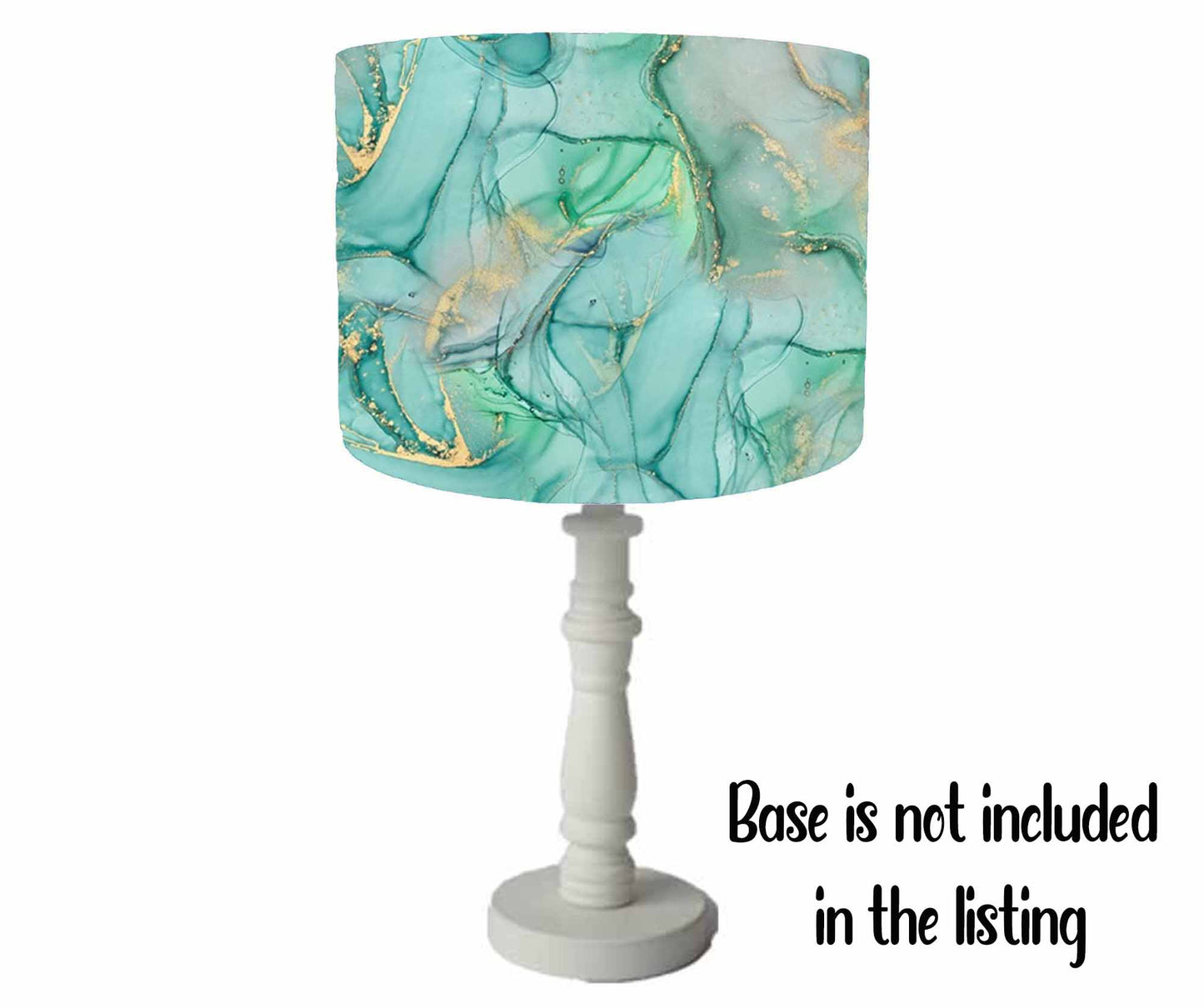 Mint And Gold Marble Effect Lampshade, White Lining