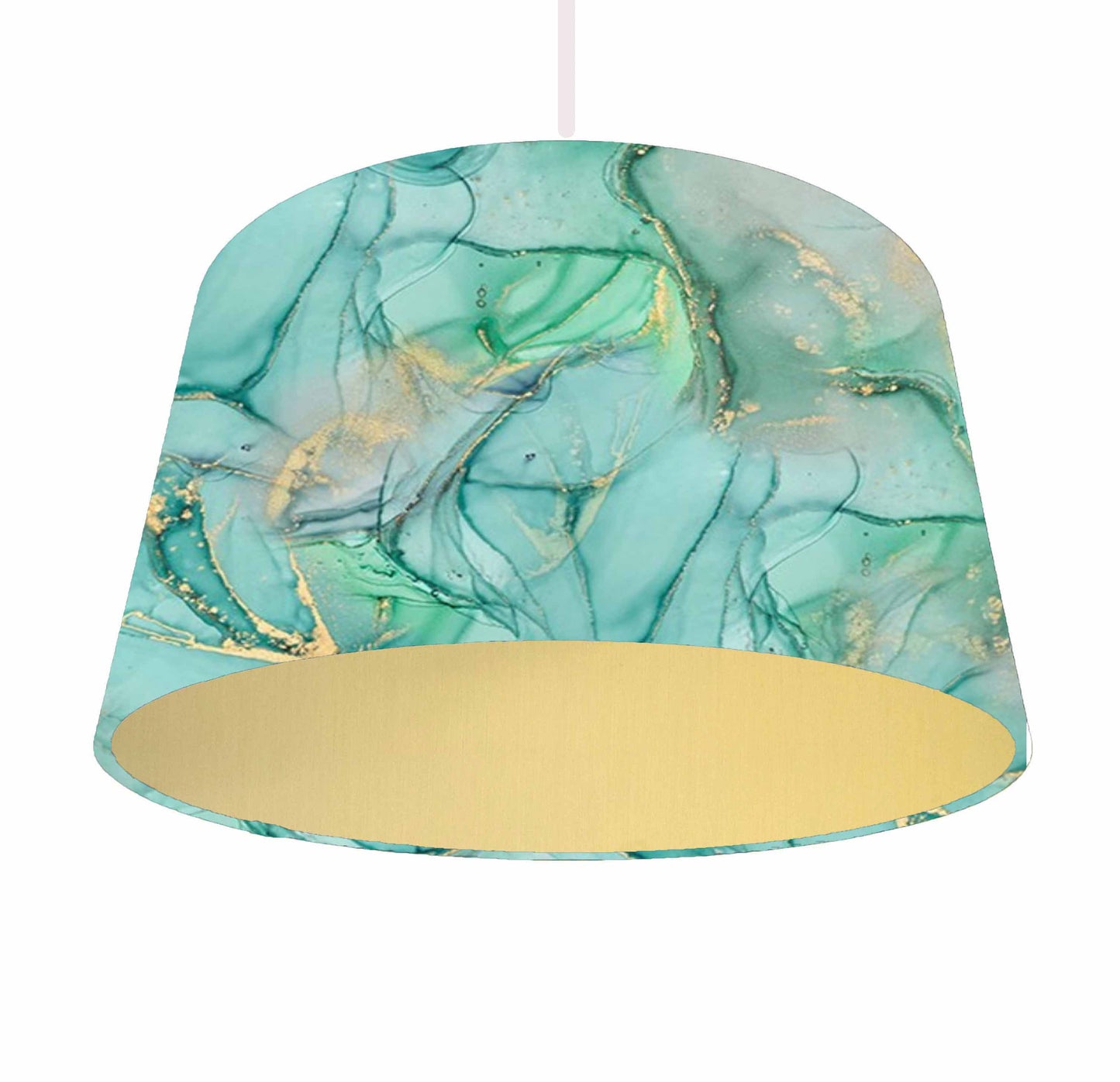 Mint Green And Gold Marble Effect Lampshade, Metallic Lining