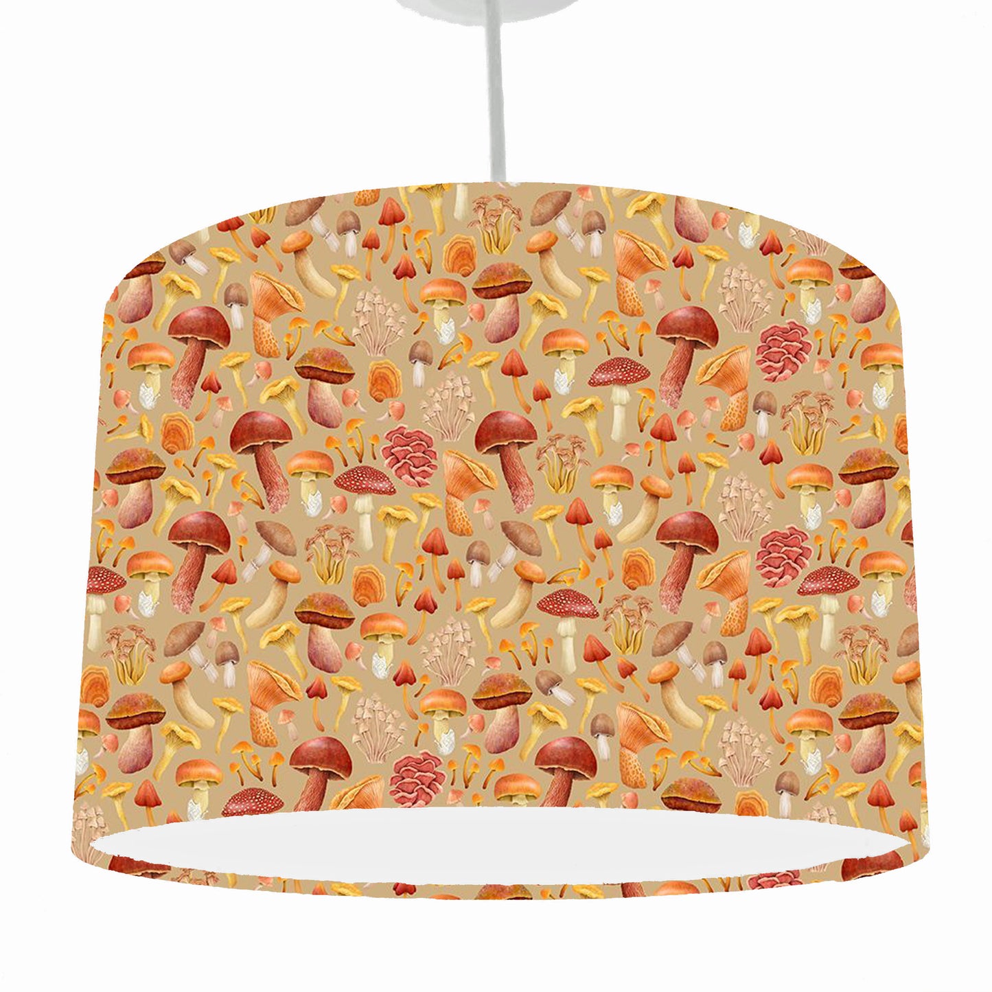 Autumn Toadstool Lampshade, Forest Theme Decor, White Lining