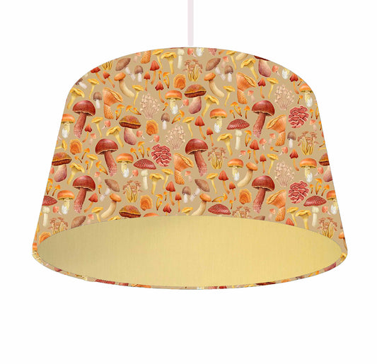 Autumn Toadstool Lampshade, Forest Theme Decor, Metallic Lining